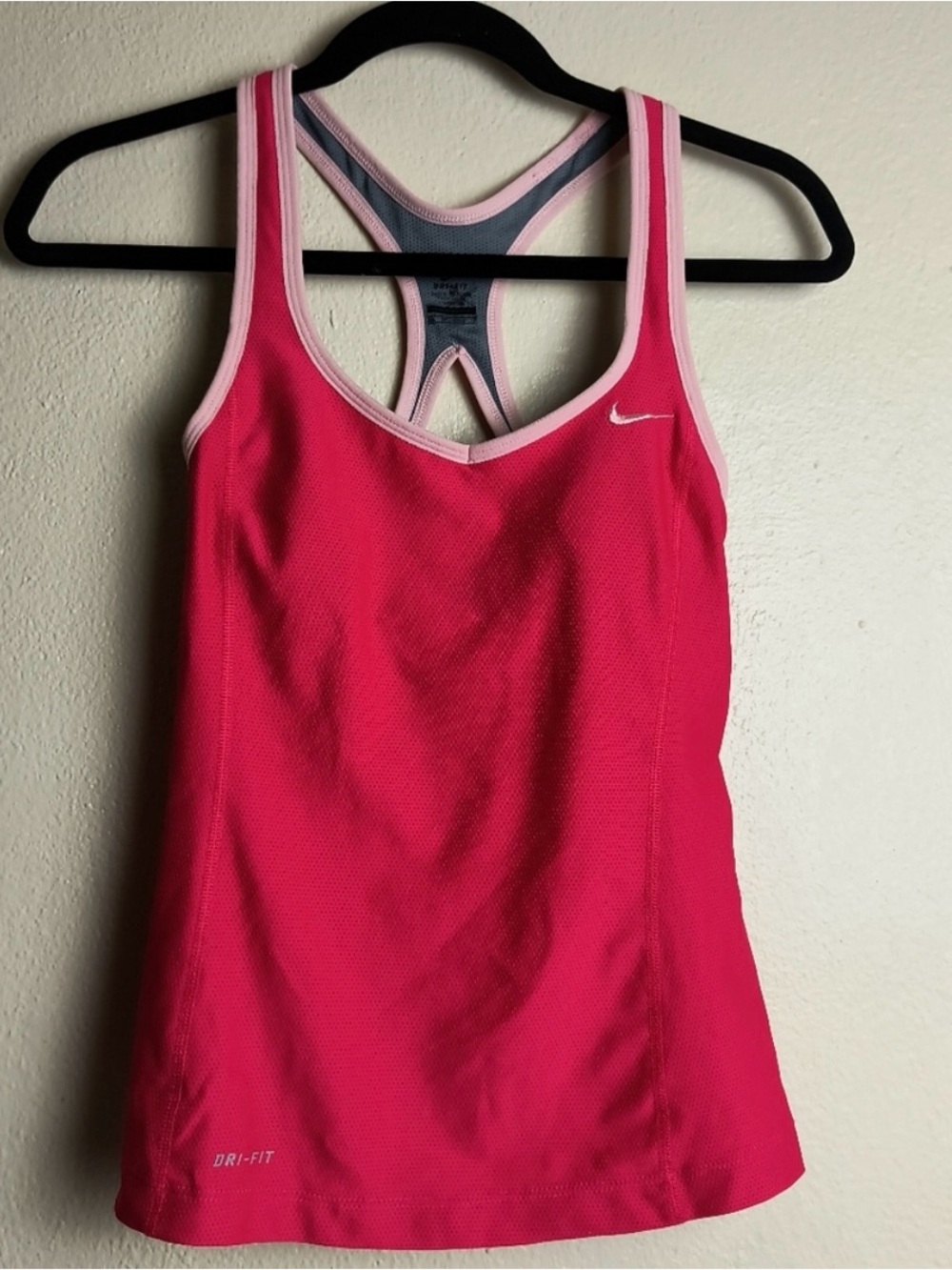 Nike Pink Racerback Tank Top with White Trim